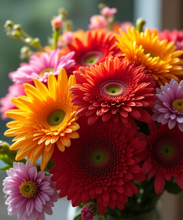 A vibrant, artistic bouquet of flowers.